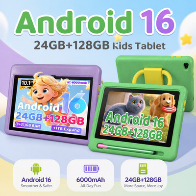Android 16 7''/10.1'' Tablet for Kids 24(3+21)GB RAM 128GB ROM WIFI 6800mAh Touch