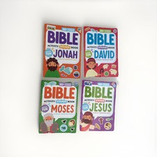 4 Christian Bible Fun Activity Sticker Books Seek Find - Jesus, Jonah Kids Learn