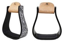 Horse Western 5" Wide Barrel Racer Engraved Aluminum Show Stirrups 51177v