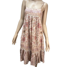 Spell and The Gypsy Zahara Midi Dress Size S Dusty Pink Bohemian Vintage Floral