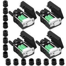 ANMBEST 4PCS DB9 Female Breakout Connector,DB9 Solderless RS232 D-SUB black