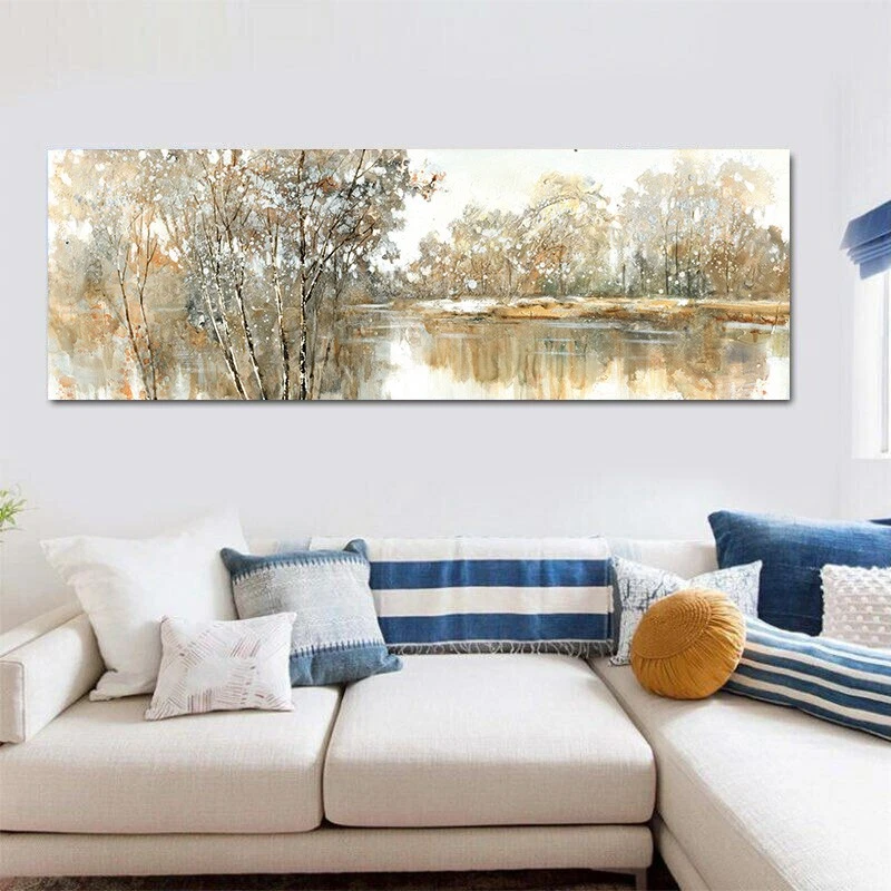 Абстрактный пейзаж деревья и озера плакаты и гравюры настенное искусство холст живопись  - Изображение 4 из 4