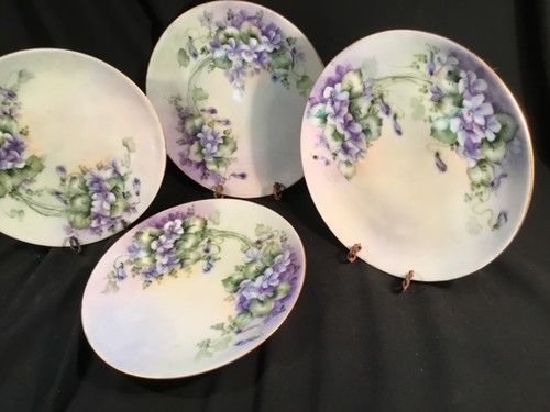 Antique Handpainded Goldtrimmed Set of 4 Plates by Thomas Sevres Bavaria c.1908+ - Picture 3 of 8