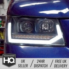 VW T5 V2 LED DRL Sequential Indicator Headlights - BLACK - Pre Facelift