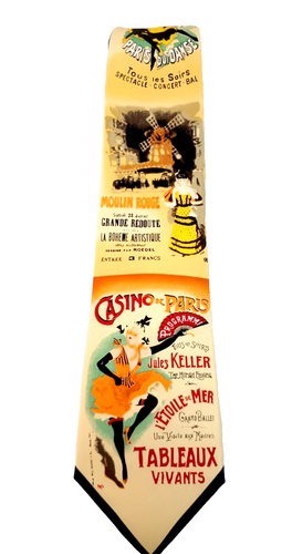 Reflet's D'Art Herren Krawatte Mehrfarbig 100% Seide Paris Moulin Rouge Casino - Bild 8 von 14