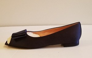 navy blue peep toe flats