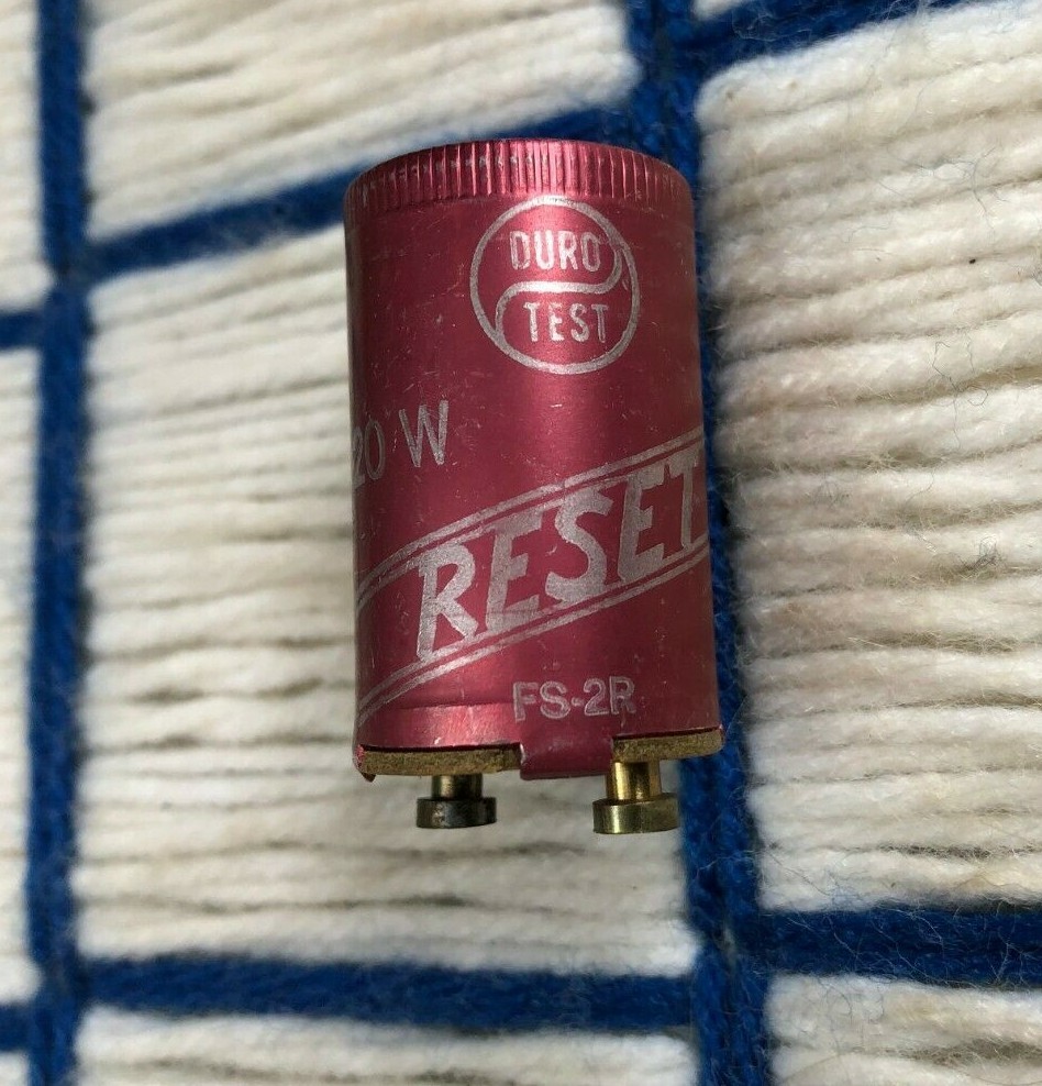 VINTAGE Duro-Test FS-2 FLUORESCENT light bulb STARTER for 14w 15w 20w reset type