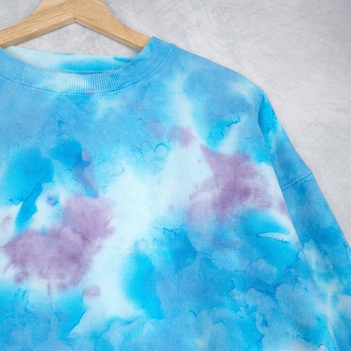 Felpa donna La Detresse grande blu viola tie dye oversize pile relaxed - Foto 5 di 17