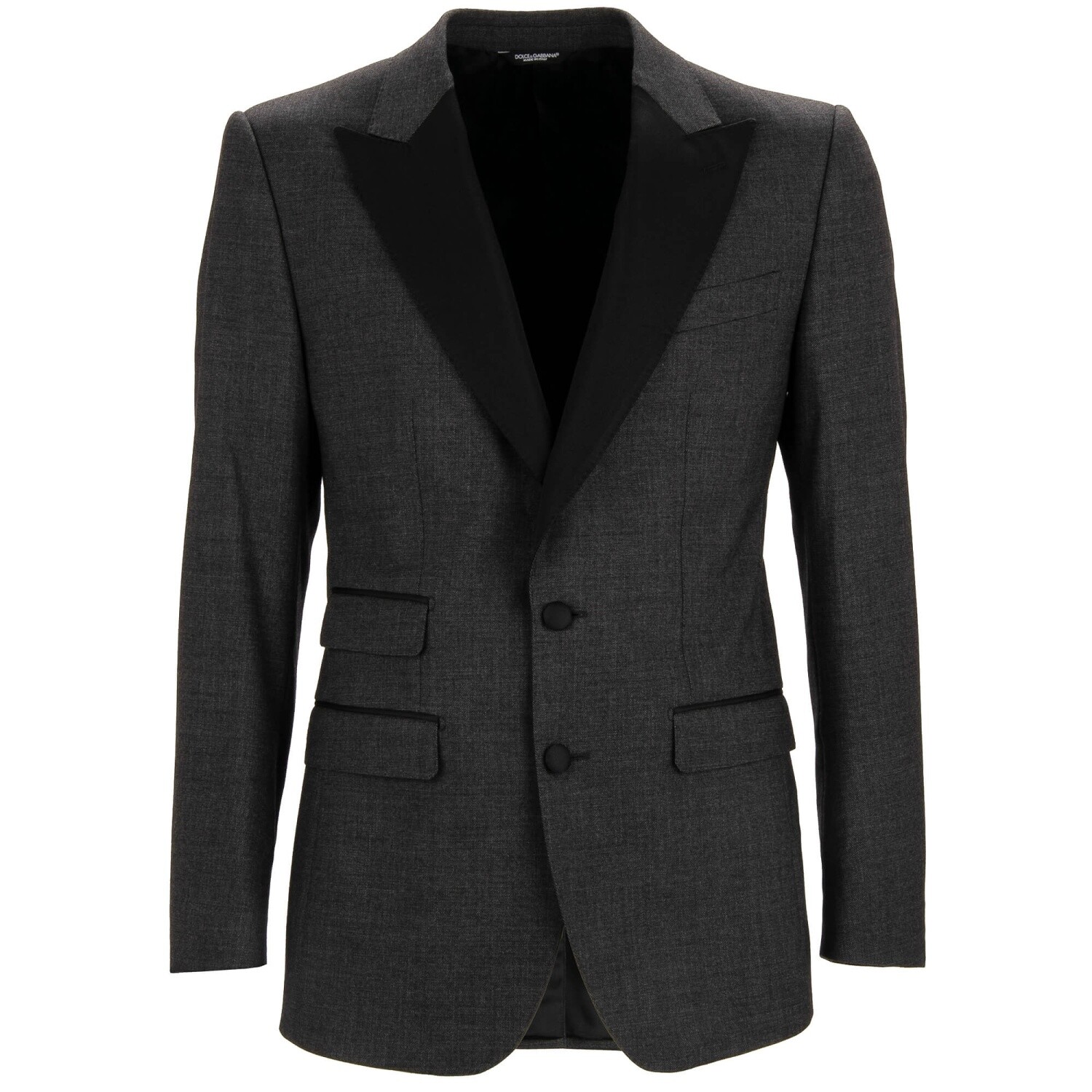 DOLCE & GABBANA Jacket Blazer SICILIA with Peak Lapel and Pockets Gray Black