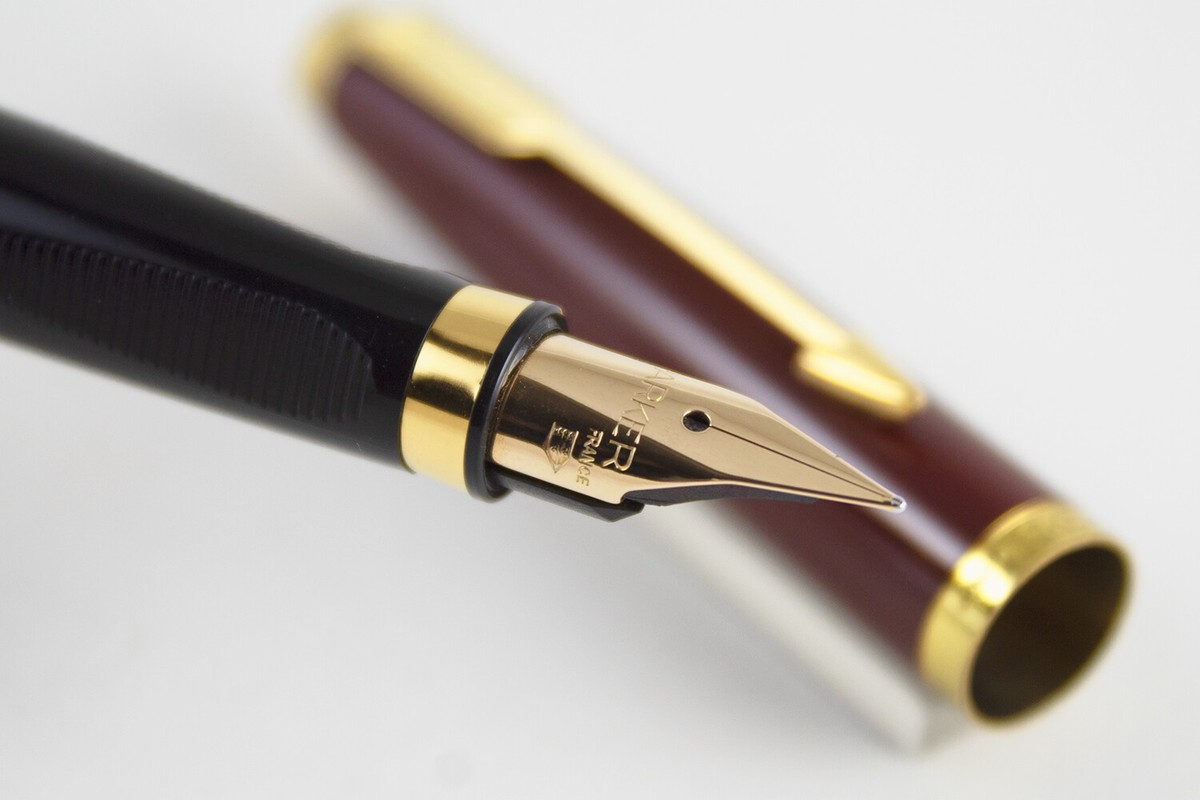 Parker 75 Burgundy/Bordeaux Fountain Pen - 14 kt Fine Nib | eBay