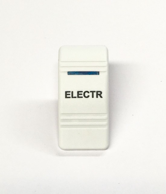 Euro Rocker Switch Cover ELECTR. White with Blue Lens. Contura III