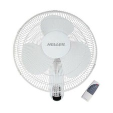 Heller Wall Fan 3 Speed Oscillating Tilt Remote Control Adjustable White 40cm