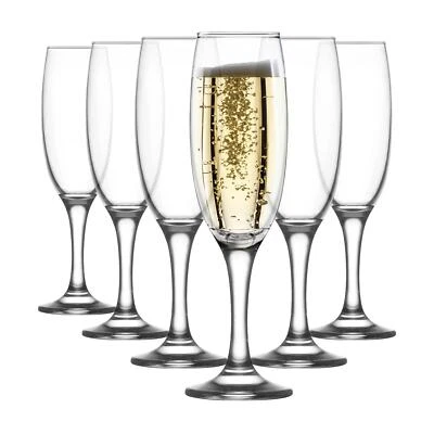 6x LAV 220ml Empire Glass Champagne Flutes Prosecco Wedding Party Glasses Set