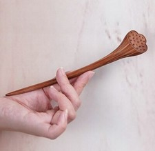 Peach Wood Carved Hair Pin Stick Lotus Seed Type Fork Updo Bun Boho Outfit Decor