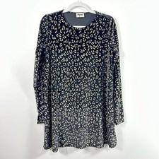 Show Me Your MuMu Toby Dress Black Velvet Gold Leopard Print Swing Dress Small