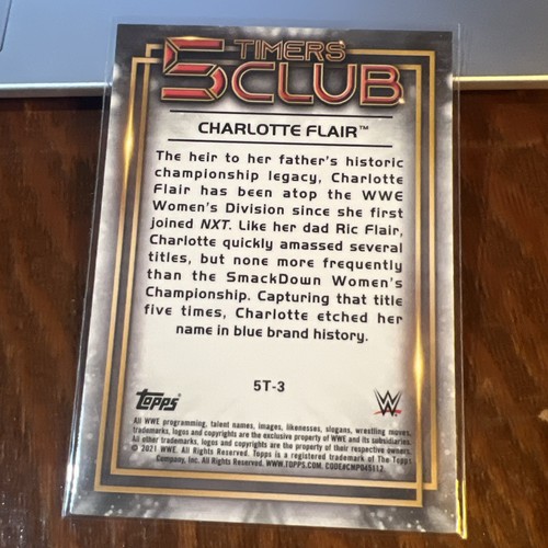 Charlotte Flair 2021 Topps Chrome WWE 5 Timers Club Insert #5T-3 - Picture 4 of 6