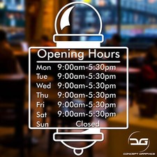 Barber Shop Custom Personalised Opening Times Hours Business Window Wall Sign