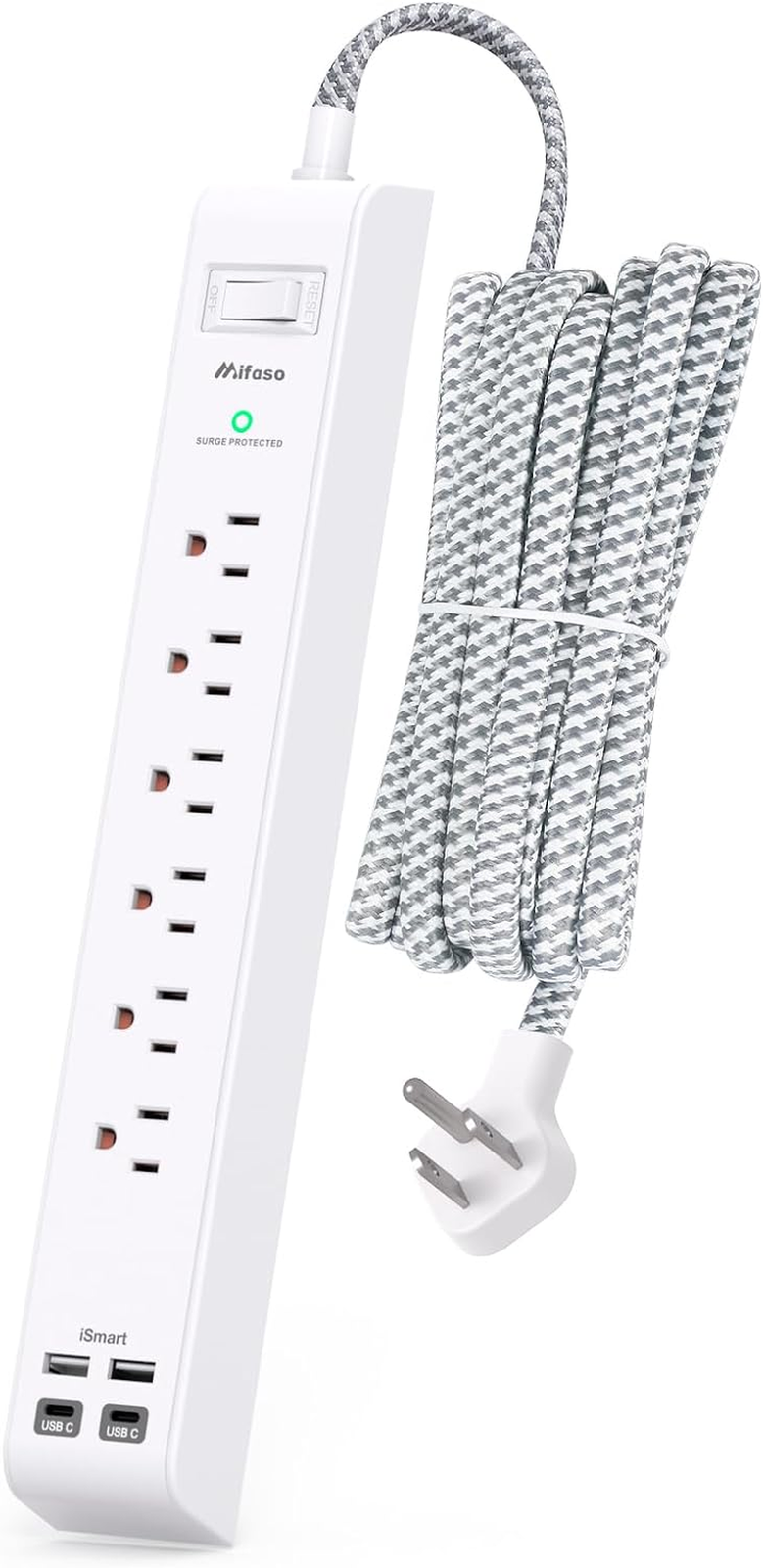Surge Protector Power Strip 10 Ft with 4 USB Ports 2 USB-C 6 AC Outlets, Flat Pl-image