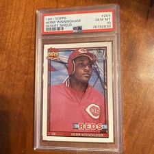 1991 Topps Desert Shield #204 HERM WINNINGHAM  PSA 10 REDS AUTHENTIC
