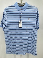 Polo Ralph Lauren Mens Polo Shirt Blue Short Sleeve Classic Fit Striped Casual