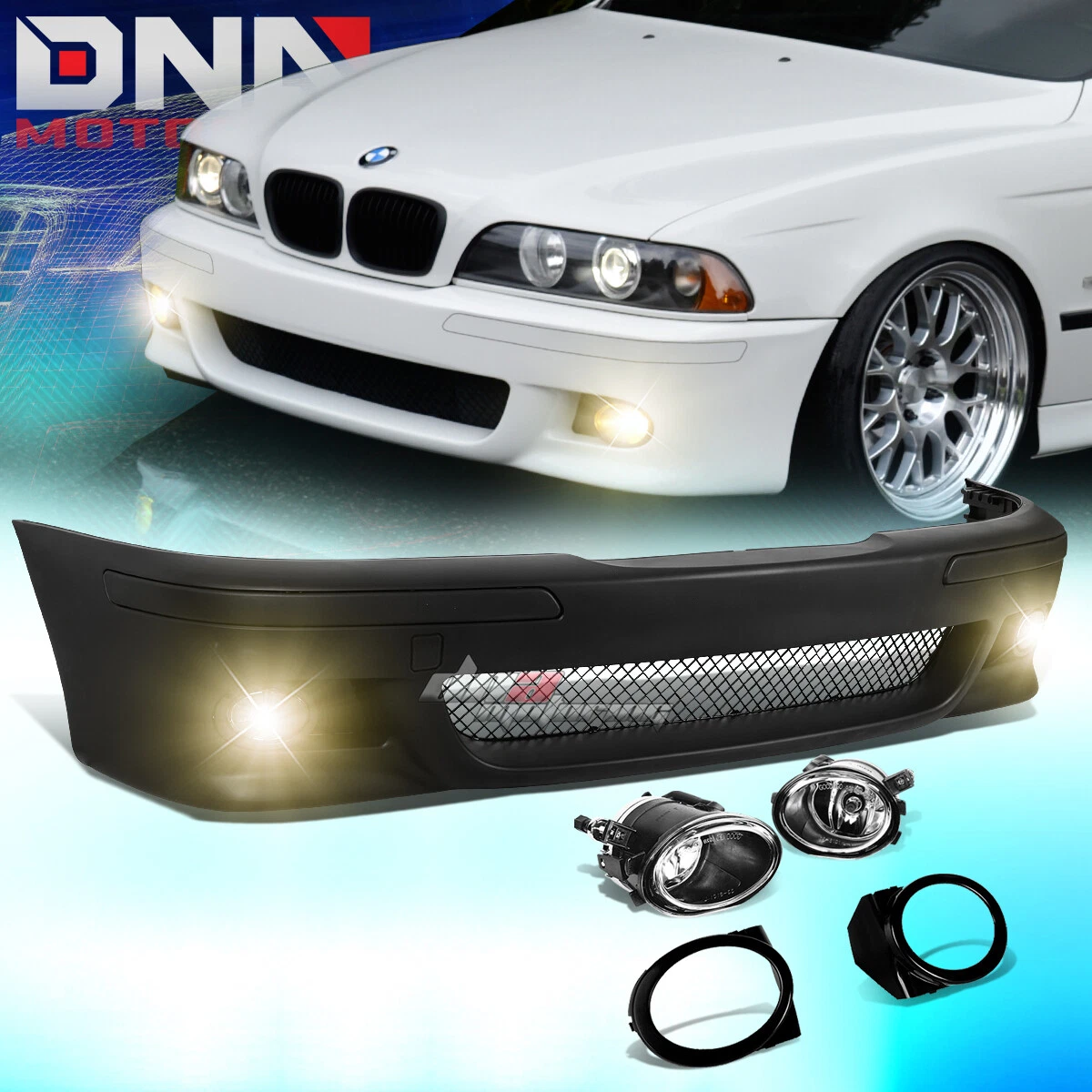 FOR 96 03 BMW E39 5SERIES M5 STYLE ABS FRONT BUMPER COVER BODY KIT FOG LIGHT