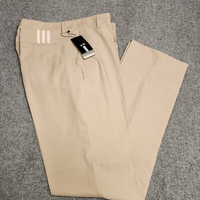 Adidas Climalite Pants Mens 36x38 Khaki 3 Stripe Lightweight Performance Stretch