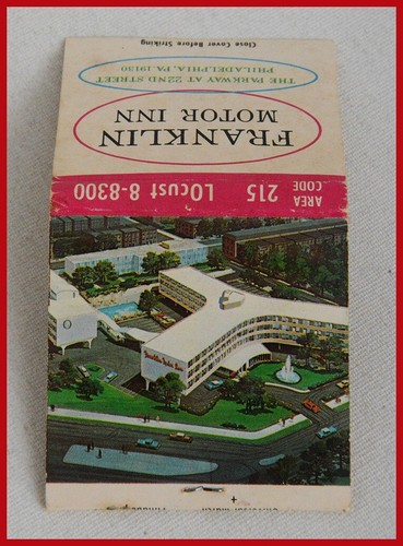 Philadelphia, Pennsylvania Franklin Motor Inn Vintage Matchbook Cover FREE SHIP - Picture 5 of 5