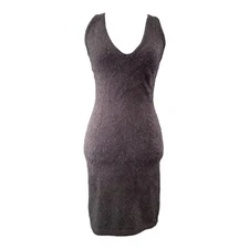 Sadie and Sage Women's Sweater Dress Bodycon V-Neck Size Small Gray Fuzzy Teddy