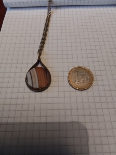 Collier Pendentif Vintage Années 70 En Bois Couleur Or/marron - Thème Amour/cœur