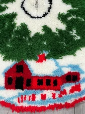 LATCH HOOK Christmas  Tree Skirt Rare  38”.x38” COMPLETED HTF RARE