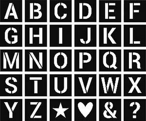 Set Di 30 Stencil Alphabetici - 6X6 Cm