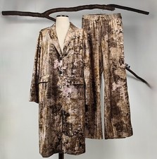 ZARA 🤎 SET 2-TEILER HOSENANZUG TIE-DYE SAMTANZUG SAMTMANTEL HOSE BOHO GOA M