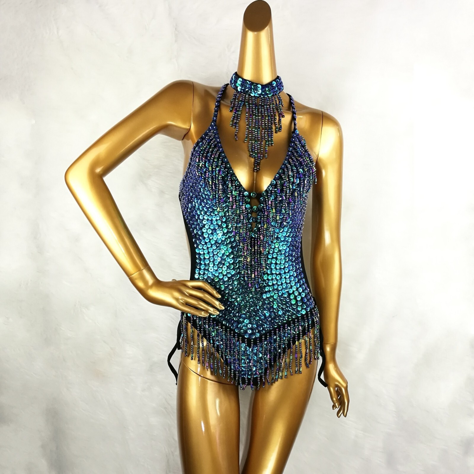 Lentejuelas Cuentas RAVE EDC Bailarina Carnaval Baile Disfraz Club Nocturno Bar Body