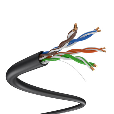 1000FT CAT5e 4/UTP SOLID WIRE 24AWG ETHERNET NETWORK CABLE BLACK COLOR