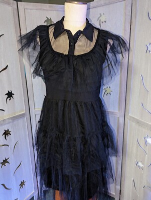 New prom party ruffle black dress Women Adult Halloween costume XS S M L XL  XXL | eBay