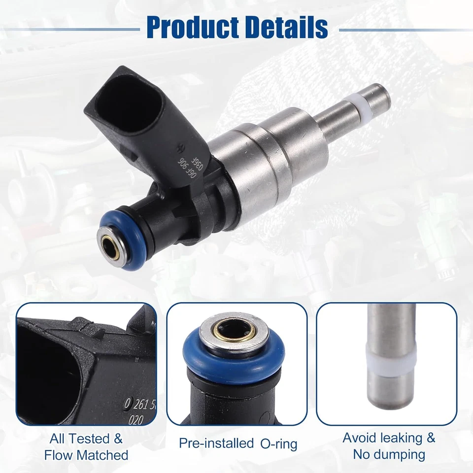 4Pcs Fuel Injectors 06F906036F For 2012-2013 Volkswagen Golf Golf R USA - Image 3 of 4