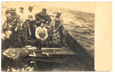 Deep sea commercial fishing real-photo , ca 1910.