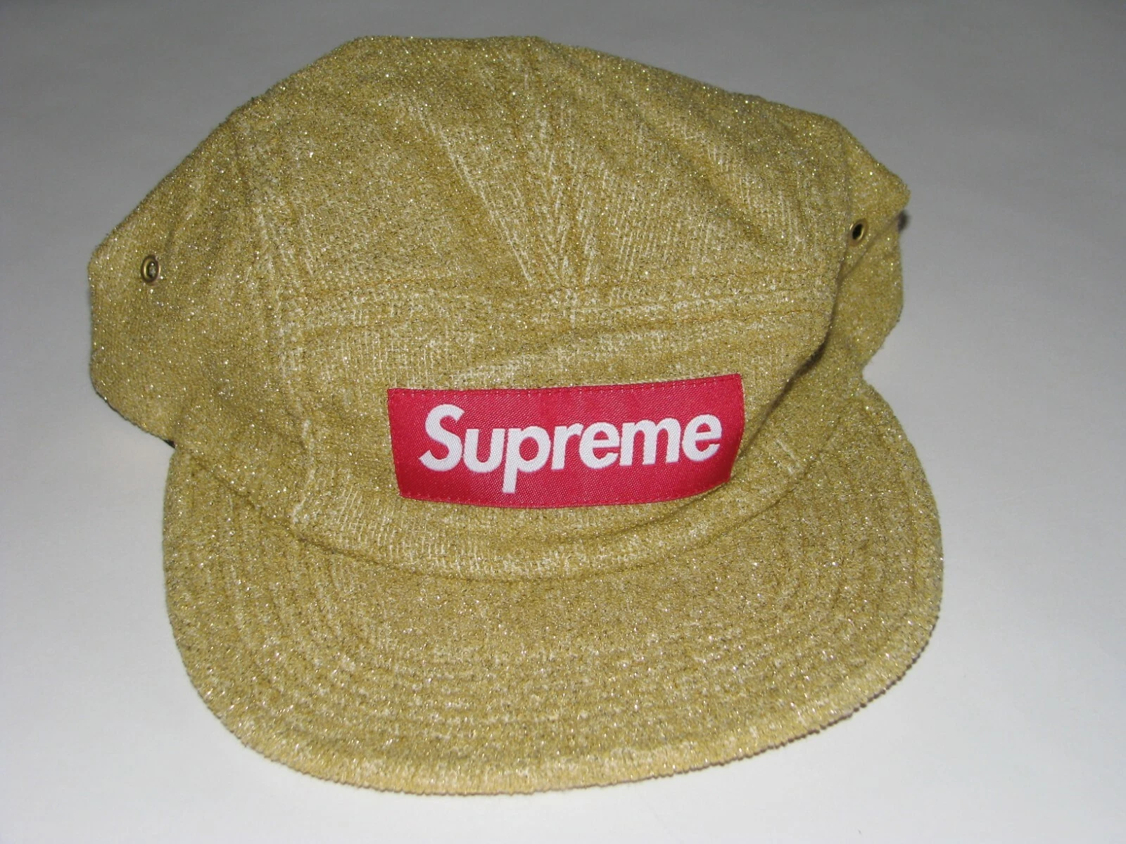 Casquette de camp éponge pailletée SUPREME chapeau OR réglable NEUF ! S/S 2019 Made In USA !