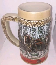 Anheuser Busch Budweiser Stein Beer Mug Holiday 1987