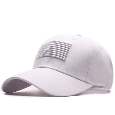 White American Flag Embroidered Low Profile Baseball Cap US Flag Hat Adjustable