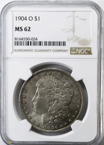 1904 O $1 Morgan Silver Dollar MS62 NGC New Orleans VAM 4B Fish Hook