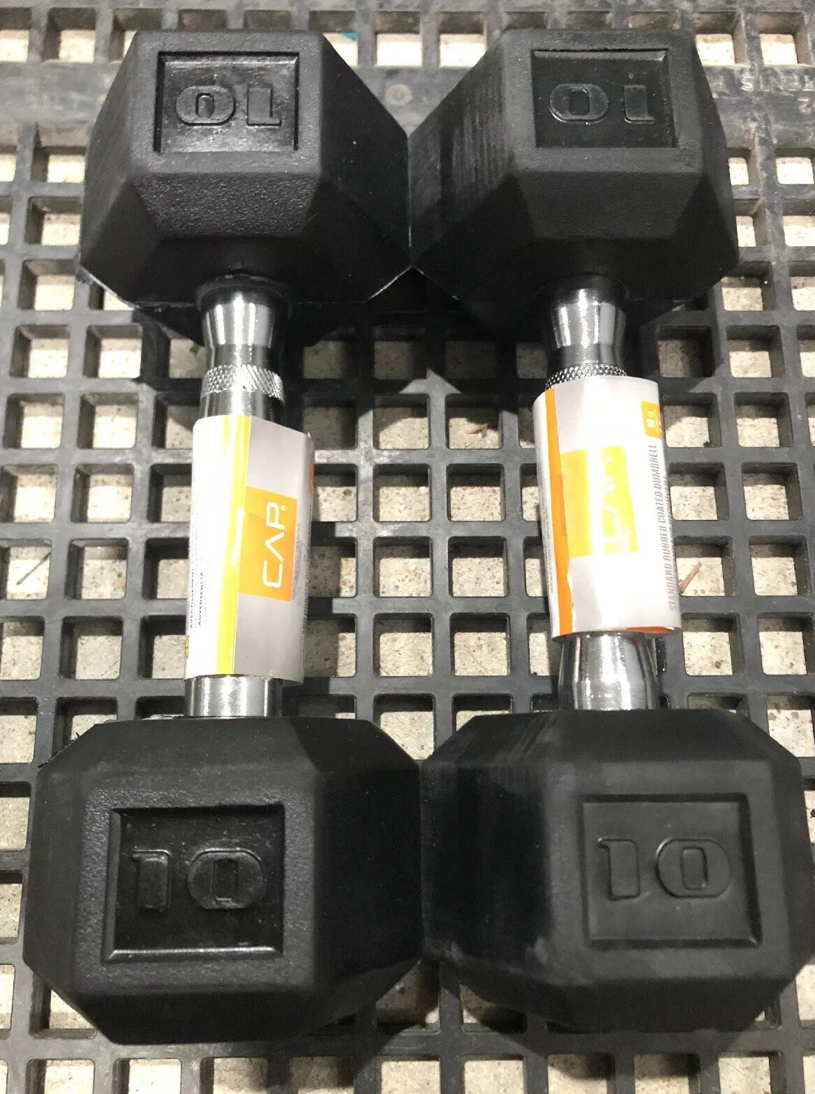 (2) NEW CAP 10 LB Pound Dumbbells Pair Rubber Coated Hex 20LB Total SHIPS FAST!!