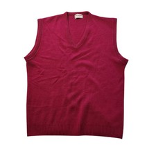 Vintage 80s McGregor Sweater Vest Acrylic Knit Red V-Neck USA Made Mens Medium
