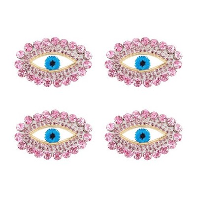 4 Pcs Eye Beaded Patches for Clothes, Evil Eye Patch Pink Rhinestone Beaded S...