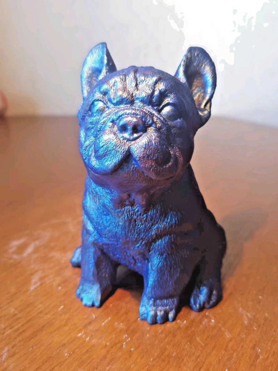 Französische Bulldogge Figur.French Bulldog Spezialfarbe, Alabaster Gibs
