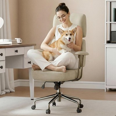 EUREKA ERGONOMIC Cameron Microfiber Suede Office Chair, High Back, White