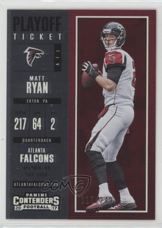 2017 Panini Contenders Season Ticket Playoff Ticket 117/249 Matt Ryan #2 1s7