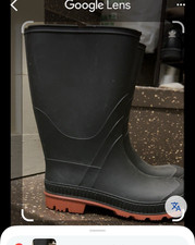 Wonder Nation Rain Boot Unisex Kids US 5 Black/Red Rubber Mid-Calf Pull On