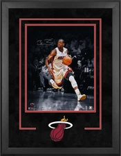 Dwyane Wade Heat Framed Signed 16x20 Dribbling Floating HOF Collage Photo