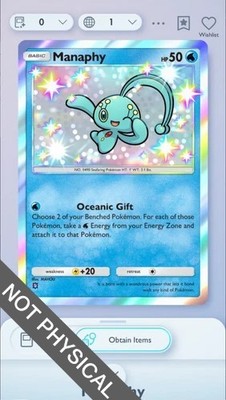 Pokemon TCG POCKET - Manaphy Shiny 1 , Mega-Rising, English